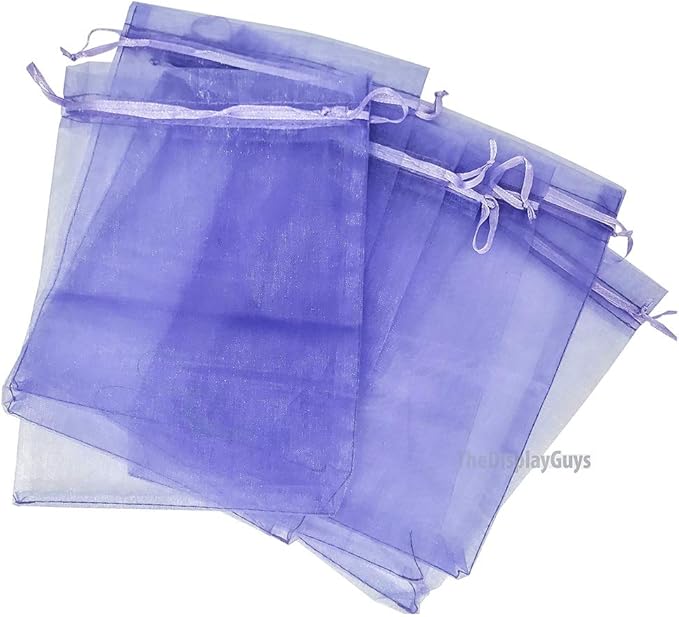 TheDisplayGuys 48-Pack 6x8 Lavender Sheer Organza Gift Bags with Drawstring, Jewelry Candy Treat Wedding Party Favors Mesh Pouch