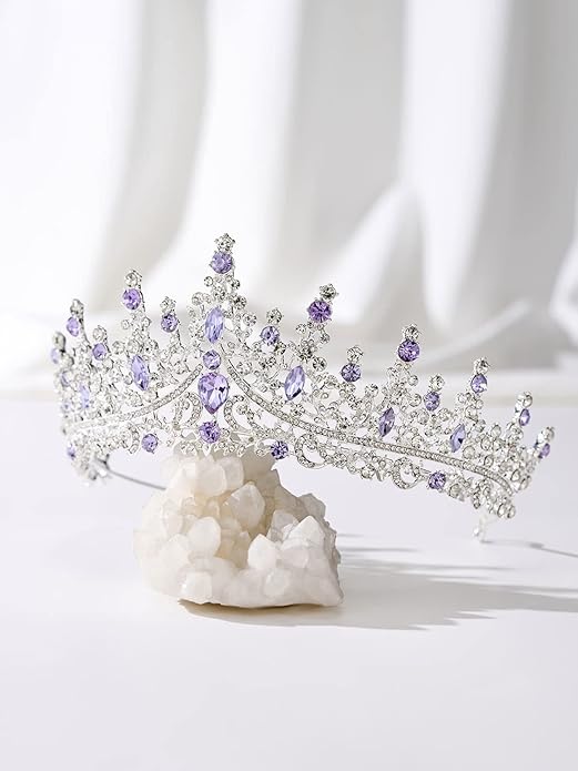 SWEETV Crystal Wedding Tiara for Women, Royal Queen Crown Headband, Rhinestone Princess Hair Accessories for Prom Birthday