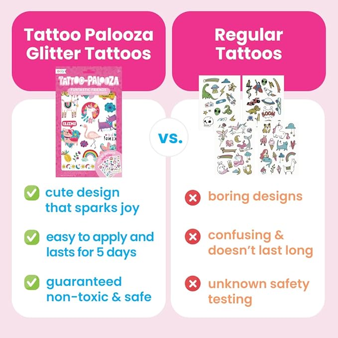 Ooly 50 Temporary Tattoos For Kids, Safe & Non-Toxic Temporary Tattoo, Party Favors Gifts for Kids, Great Goodie Bag Stuffers & Fun Birthday Decorations - Mermaid Magic