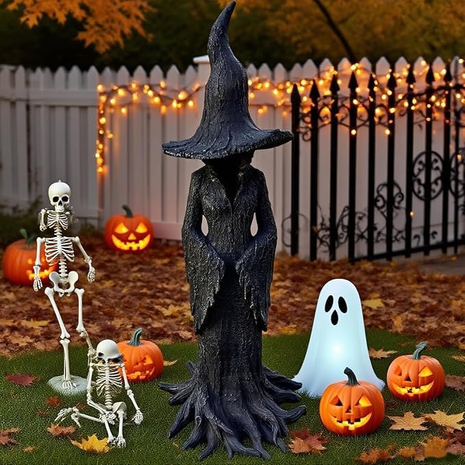 Witch Statue, Retro Magician Decor, Halloween Resin Figurine, Curse Theme Statues Figurine Halloween, Desktop Ornament Home Decoration