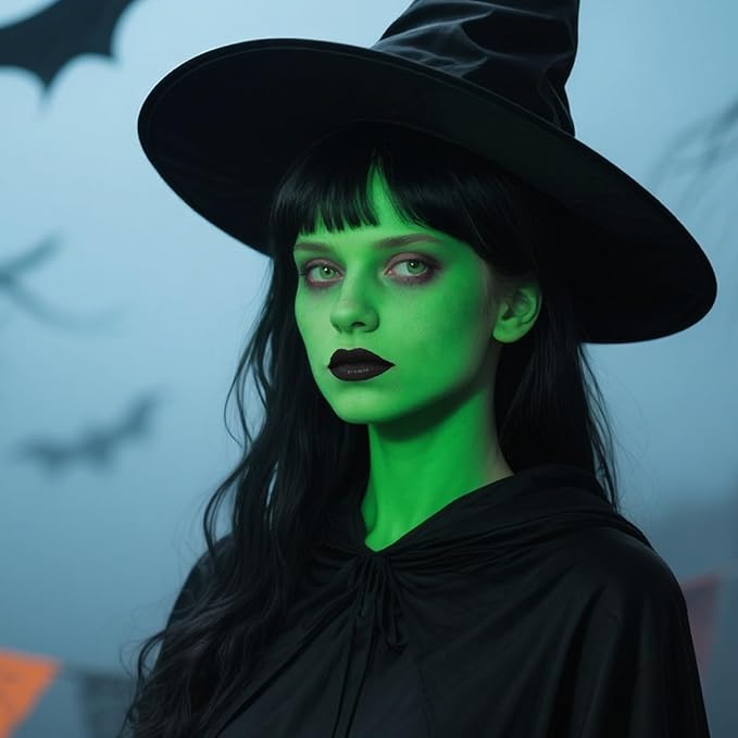 MEICOLY 3PCS Black Purple Lime Green Face Body Paint Stick Set,Face Paint for Halloween Wicked Witch,Frankenstein,Ghost,Zombie SFX Character Makeup,Elphaba Face Paint Makeup,Eye Black Stick Kit