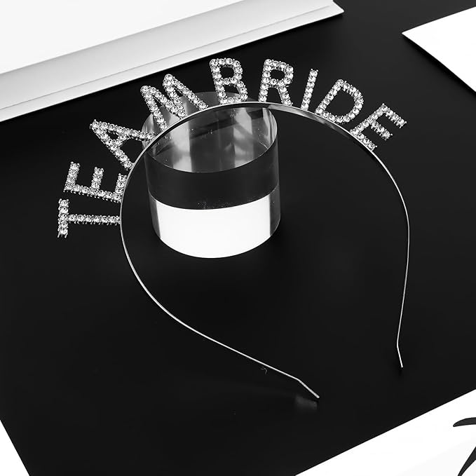 Silver Team Bride Headband Bachelorette Party Decorations Rhinestone Bridesmaid Headbands for Bridal Shower, Bachelorette Party, Wedding