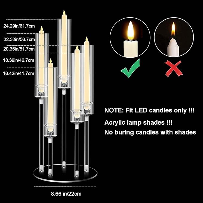 24inch 10pcs Acrylic Candelabra Centerpieces for Tables 5 Arms Wedding centerpieces for Decorations
