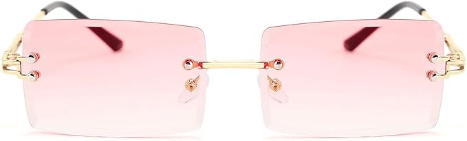 FEISEDY Vintage Rimless Sunglasses Rectangle Frameless Candy Color Glasses Women Men B2642