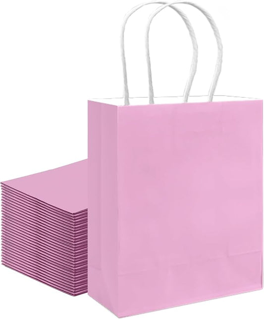 qiqee 30PCS Medium Gift Bag with Handles Bulk 11"x5"x8" Gift Bags Pink Purple Bags Multiple Uses (Medium Size)