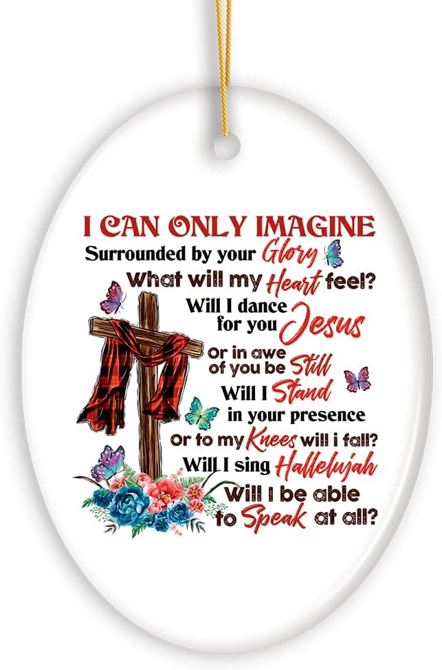 Religious Themed Christmas Ornaments, Nativity and Jesus Christ Decorations (Sentimental Heart Warming Jesus Quote Ornament, Christian Gift)