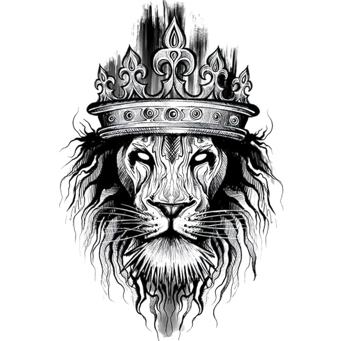 INKARTLINK Tattoo Tech,2 Sheets Extra-Large Semi Permanent Tattoo,Adult Art Design Temporary Tattoos, Lasts 1-2 Weeks, Waterproof, Realistic look, No Adhesive, No reflection (Lion King Design）