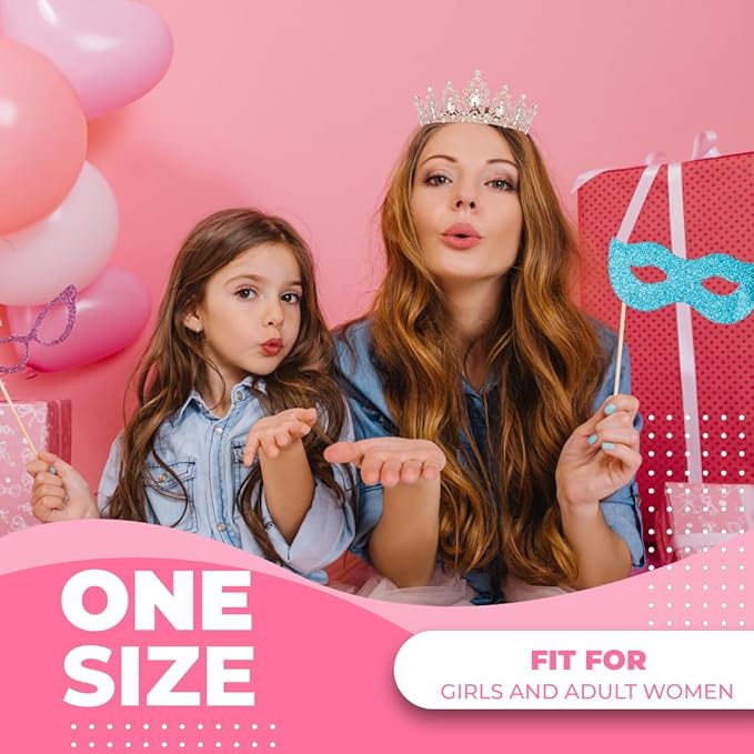 Birthday Tiara Crown with Sash for Women, Headband Hair Accessories for Wedding Party Costume Rose