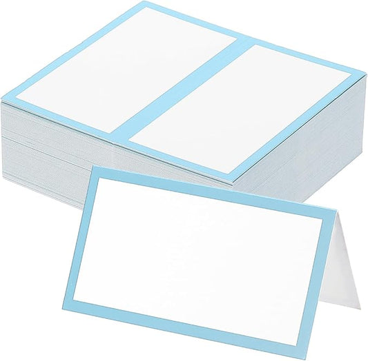 PATIKIL 50Pcs Table Place Cards, 3.5 x 2 Inches Blank Name Place Cards for Table Setting Wedding Reception Buffet, Light Blue