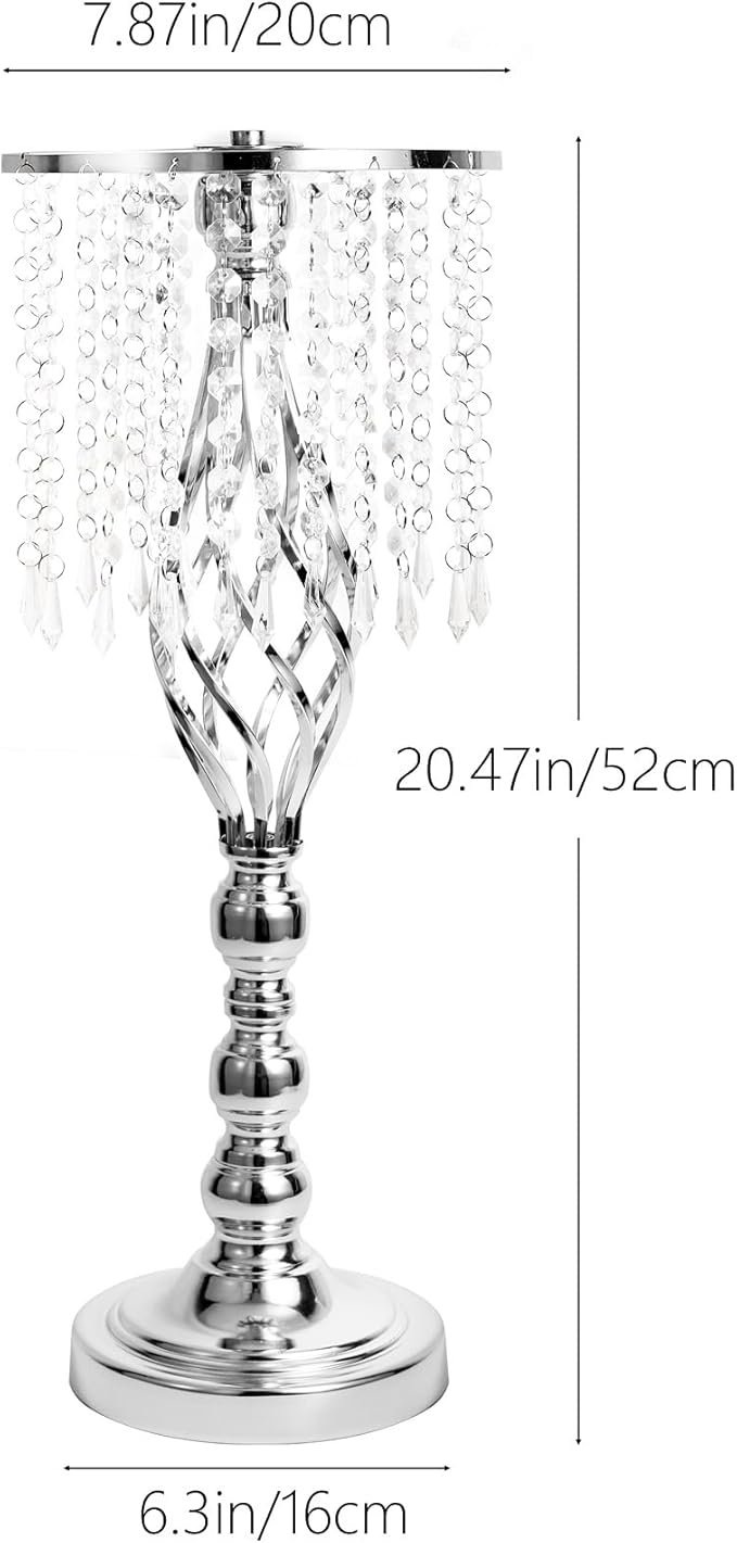 Metal Flower Stands with Crystal Beads, Wedding Centerpieces for Table Decorations, Elegant Metal Flower Arrangement Stands, Flower Vases for Wedding Party Celebration Home Decor (Silver-10pcs)