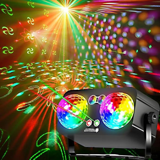 Disco Ball Disco Light, Disco Ball Decor Party Lights Strobe DJ Lights for Party with Dual Disco Balls Sound Activated with Remote Control for Christams Halloween KTV Club Party