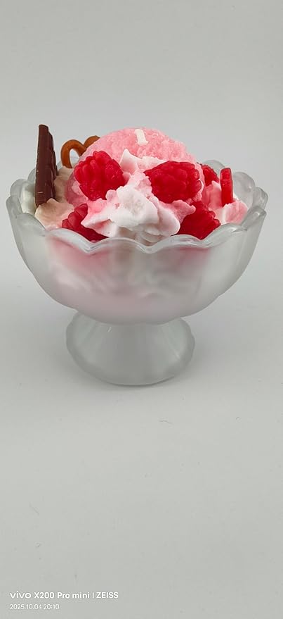 Generic Ice Cream Aromatherapy Candles, Glass Goblet, Decorative Dessert Shape, Fruit Fragrance, Christmas Birthday Festival Gift (Vanilla Raspberry)