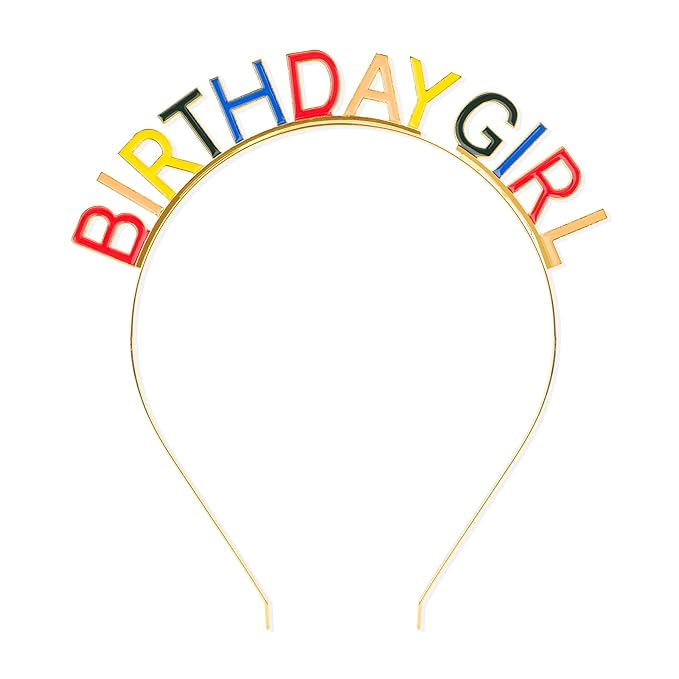 Jaciya Birthday Girl Headband - Gold Tiara with Rainbow Letters for Women Girls Party Accessories Metal Headband