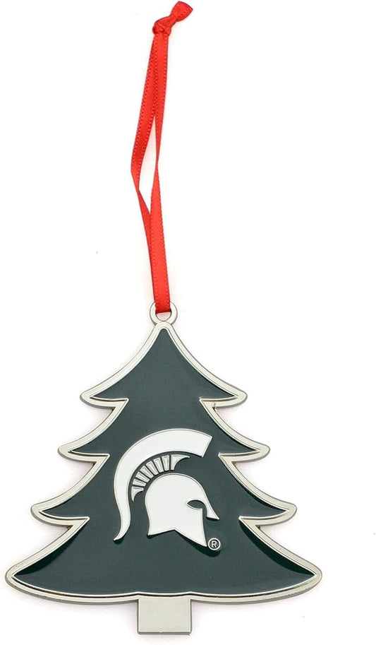 Michigan State Spartans Tree Shaped Metal Christmas Ornament