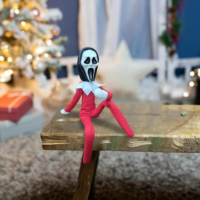 Creepy Ghost Masked Elf Decoration 35cm – Handmade Horror-Inspired Ornament for Christmas, Halloween & Holiday Party Décor – Spooky Collectible with Sinister Expression