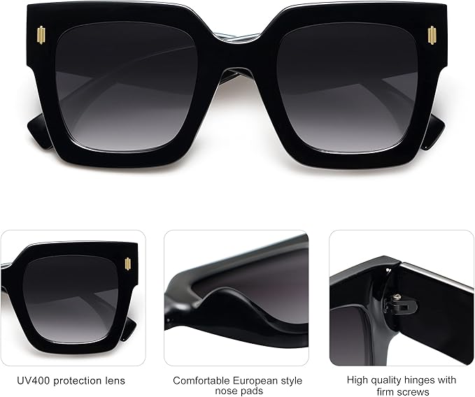 SOJOS Vintage Oversized Square Sunglasses for Women,Retro Womens Luxury Big Large Sun Glasses UV400 SJ2194