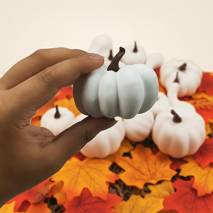 Fake Pumpkin Decor Set,Mini Fake Pumpkin Decor,Fall Harvest Decorations,Halloween Thanksgiving Decor and Table Centerpieces (Style 2)