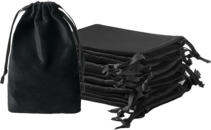 12pcs Black Velvet Drawstring Bags 4x6 inches Small Velvet Cloth Gift Bags Jewelry Pouches for Storage Wedding Party Favor Christmas