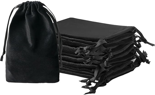 12pcs Black Velvet Drawstring Bags 4x6 inches Small Velvet Cloth Gift Bags Jewelry Pouches for Storage Wedding Party Favor Christmas