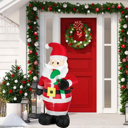 Christmas Inflatable Snowman/Nutcracker/Santa Claus Lighted Blow Up Christmas Yard Decoration with Built in Fan and Anchor Ropes (4FEET Santa)