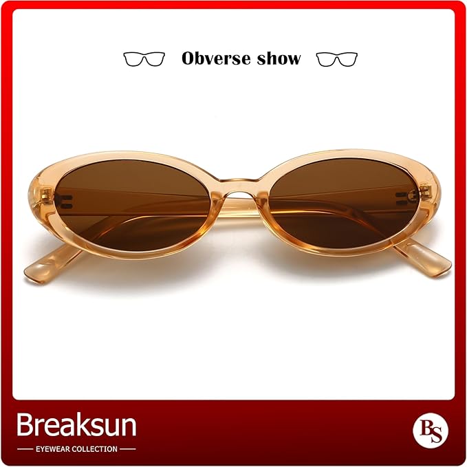 Retro Oval Sunglasses for Women Men Fashion Small Oval Sunglasses 90s Vintage Shades