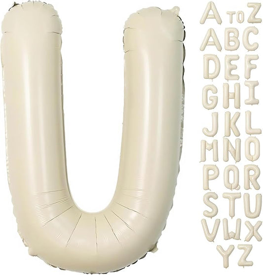 Cream Letter U Balloons,40 Inch Balloons Letter U Mylar Helium Large U Balloon for Birthday Party Anniversary Decorations