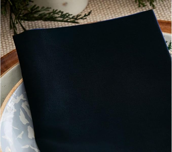 TARAN LIVING Cotton Table Décor Durable Washable Table Cloth Napkins Set Dinner Fall Sustainable Cotton Cloths Perfect for Gifts - Set of 12 18x18 Inch - Black