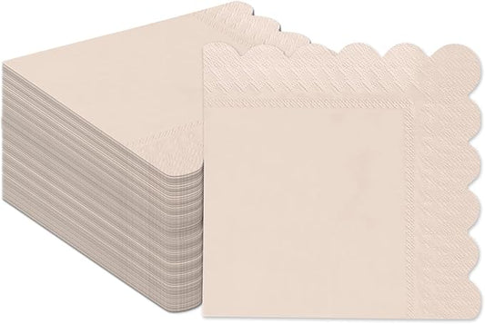 qiqee Cinnamon Pink Cocktail Dinner Napkins 5x5inch Disposable Beverage,Wedding, Birthday Party Dessert Wave Paper Napkins(120 Count)