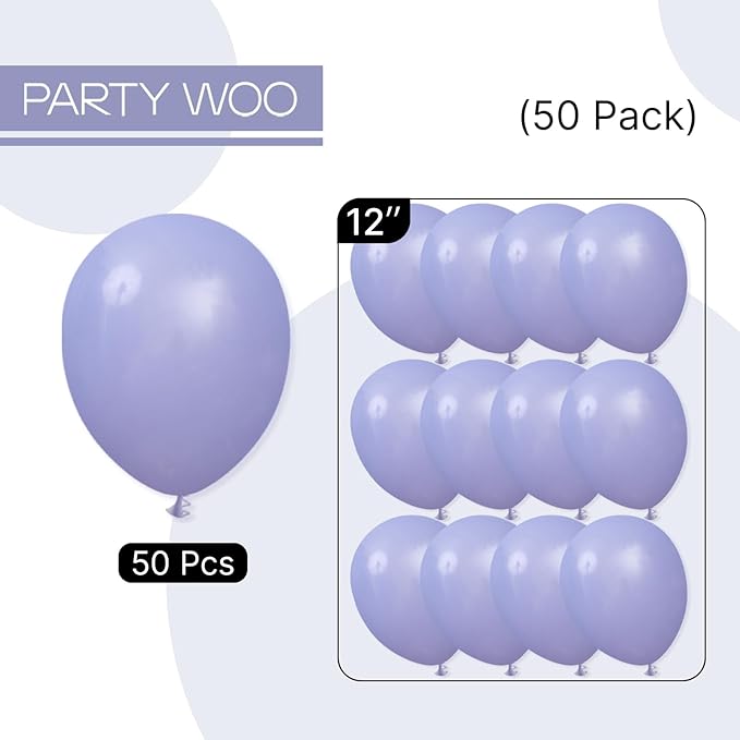 PartyWoo Dusty Purple Balloons 50pcs 12 Inch Lavender Lilac Boho Neutral Balloons for Graduation Baby Shower Bridal Shower Wedding Engagement Cat Tornado Theme Birthday Party Decorations Purple-F49