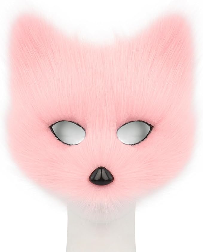 Animal Fox Wolf Mask Halloween Party Cosplay Costumes Props Plush Cat Half Face Masks Carnival Christmas Masquerade