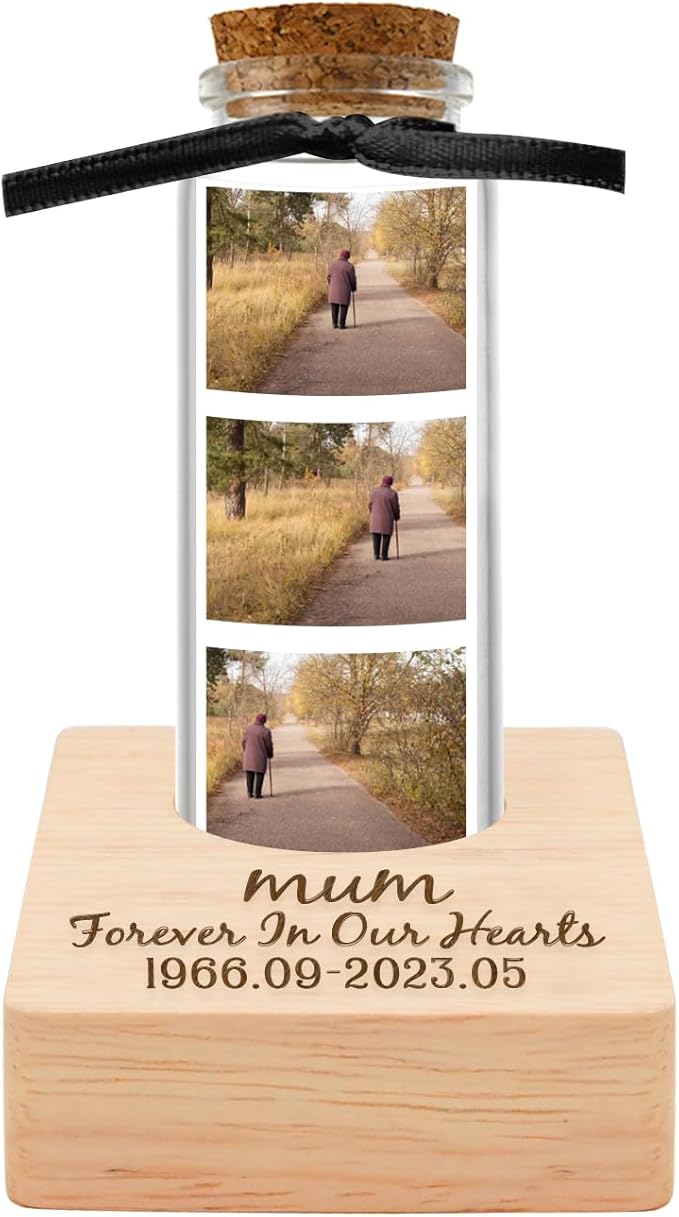 Personalized Loss of Loved One Photo Frame Memorial，Custom lock of Hair Keepsake Jar,Remembrance，Bereavement,Sympathy Gift for Lost Mom, Dad， Friends, Sisters, Grandparents (Style 2)