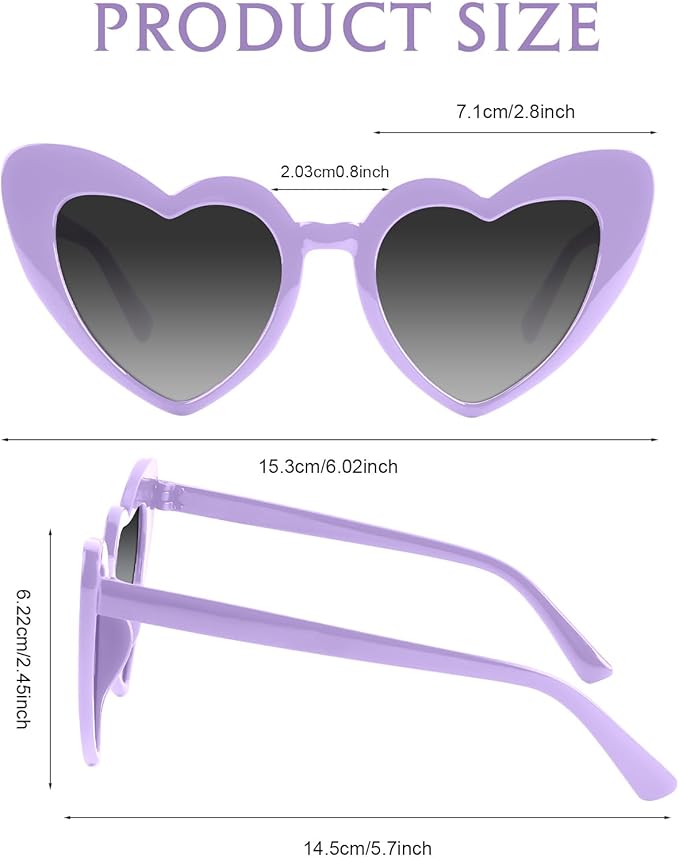 5/10/20 Pack Heart Sunglasses Bachelorette Vintage Heart Shaped Glasses for Wedding Bridesmaid Party Favor