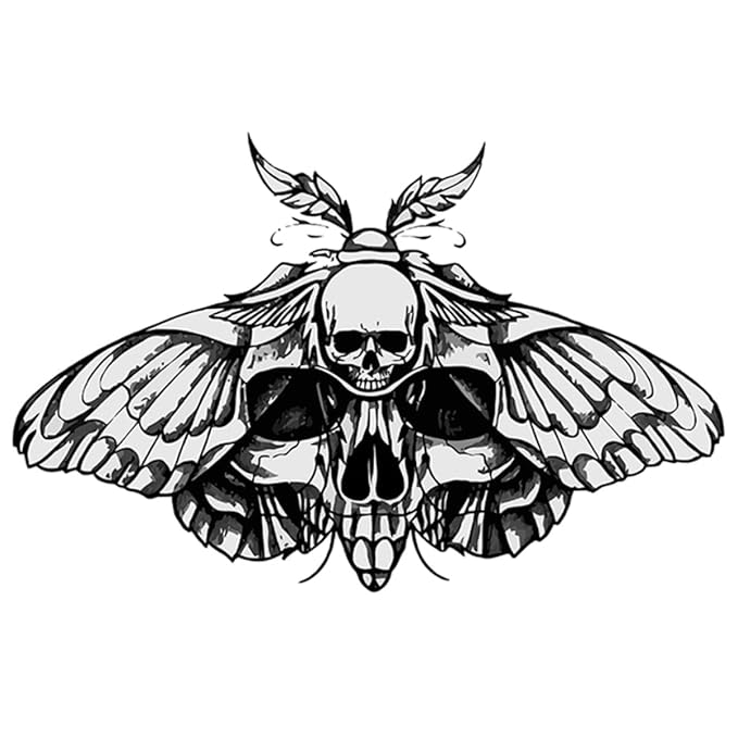 INKARTLINK Tattoo Tech, 2 Sheets Medium Semi Permanent Tattoo, Adult Art Design Temporary Tattoos, Lasts 1-2 Weeks, Waterproof, Realistic Look, No Adhesive, No Reflection (Moth Design)