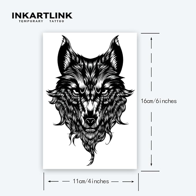 INKARTLINK Tattoo Tech,2 Sheets Extra-Large Semi Permanent Tattoo,Adult Art Design Temporary Tattoos, Lasts 1-2 Weeks, Waterproof, Realistic look, No Adhesive, No reflection (Werewolf Design?