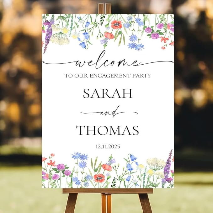 Personalized Engagement Party Welcome Sign, Custom Name & Date for Bridal Shower, Engagement Celebrations Decorations, We're Engaged, Elegant Wedding Decor Sign for Indoor, Outdoor #11