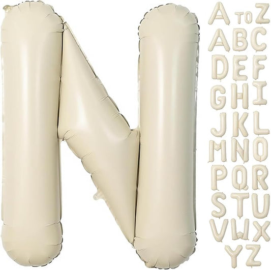 Cream Letter N Balloons,40 Inch Balloons Letter N Mylar Helium Large N Balloon for Birthday Party Anniversary Decorations