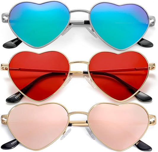 JOVAKIT Polarized Heart Sunglasses for Women Fashion Lovely Style Metal Frame UV400 Protection Lens