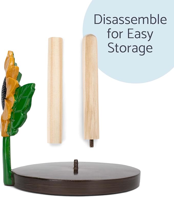 Elanze Designs Yellow Sunflower 12 inch Resin and Wood Paper Towel Holder
