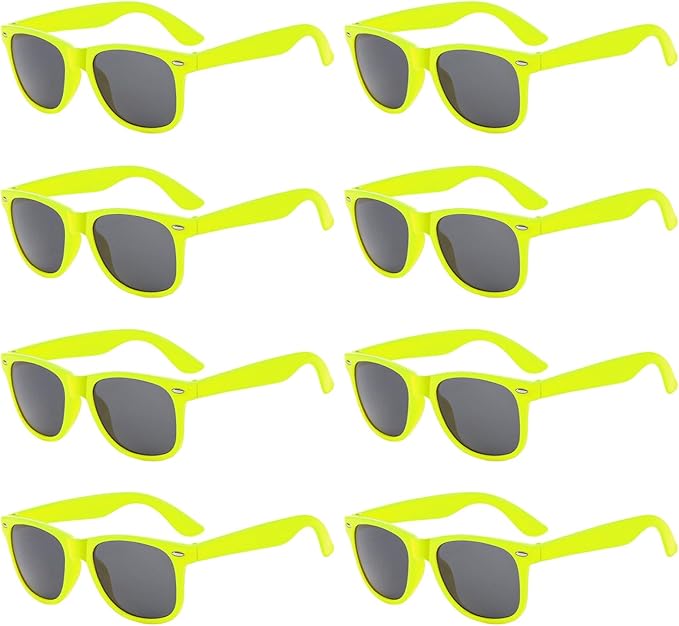 Pibupibu Neon Colors Party Favor Supplies Unisex Sunglasses Pack of 8