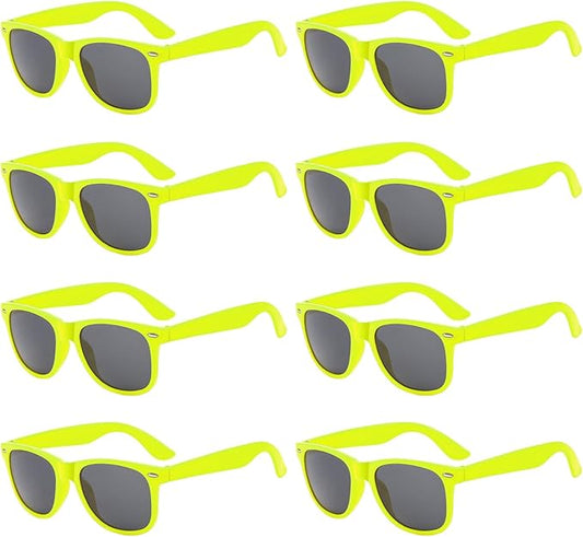 Pibupibu Neon Colors Party Favor Supplies Unisex Sunglasses Pack of 8