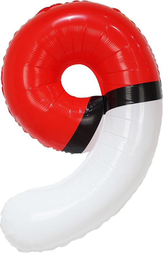 YIIHMEI 40 Inch Number 9 Balloons Birthday Party Decorations, Red and White Theme Large Balloon Decor Supplies for Kid's