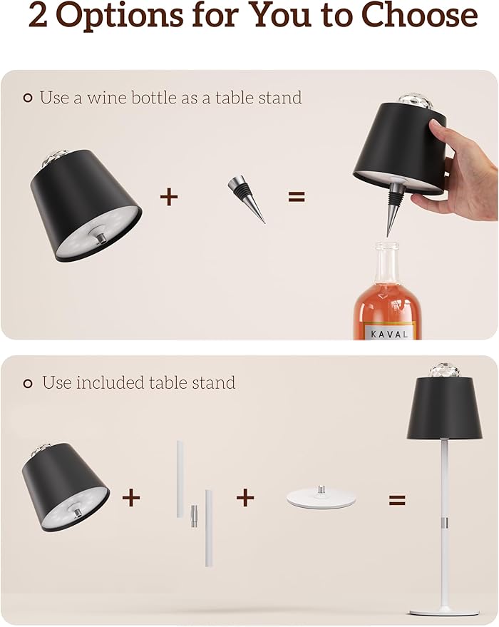 Joyzy Table Lamp with Projector Lighting, Wireless Wine Bottle Lamps Rechargeable Wine Bottle Lights Water Wave Ripple Projection Liquor Bottle Room Decoration Light Ambient for Bar Restaurants