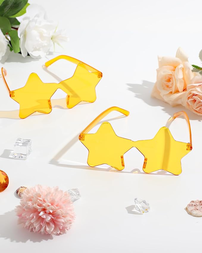 20 Pairs Rimless Star Sunglasses Bulk Transparent Candy Color Star Glasses for Women Men Party Favors