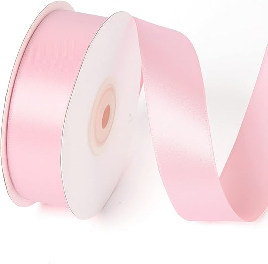 1 Inch x 25 Yards Single Face Solid Color Satin Ribbon Roll, Ribbons Great for Gift Wrapping, Crafts, Wedding Party Decoration, Hair Bows Making and Other Sewing Projects (1" X 25 Yards, Light Pink)