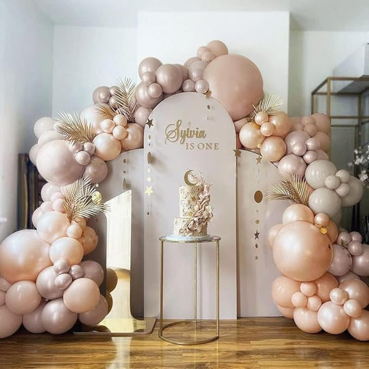 Blush Pink Balloon Garland, Double Stuffed Light Pink White Champagne Pearl Balloons Dusty Rose Nude Beige Neutral Balloon Arch Kit for Baby Shower Birthday Bridal Shower Wedding Party Decorations
