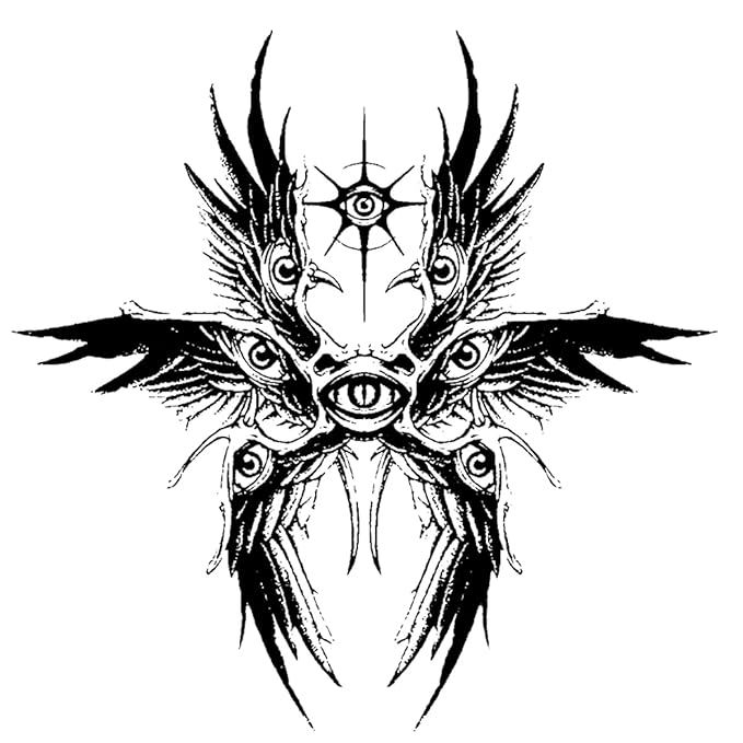 INKARTLINK Tattoo Tech, 2 Sheets Medium Semi Permanent Tattoo, Adult Art Design Temporary Tattoos, Lasts 1-2 Weeks, Waterproof, Realistic Look, No Adhesive, No Reflection (Six-Winged Angel Design)
