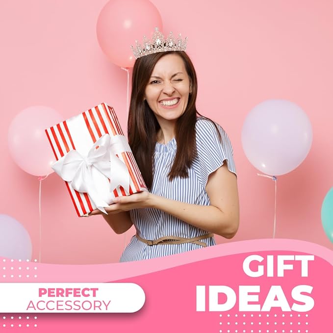 Birthday Tiara Crown with Sash for Women, Headband Hair Accessories for Wedding Party Costume Rose