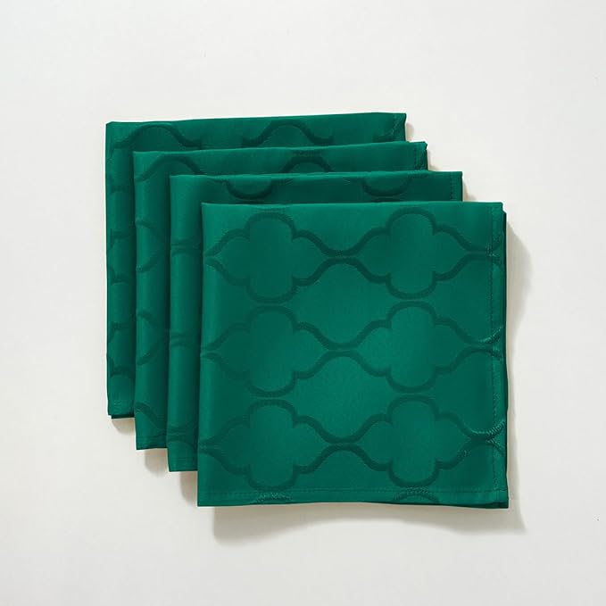 SASTYBALE Christmas Cloth Napkins 20 x 20 Inch, Flower Pattern 4 Pieces Solid Washable Comfortable Napkins for or Xmas Holiday Party Decor (Green, 20” X 20” Napkin)