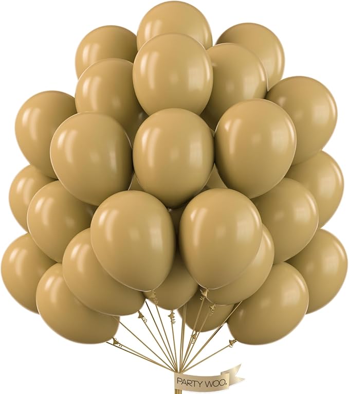 PartyWoo Tan Balloons 100 pcs 12 Inch Light Brown Neutral Boho Coffee Latex Helium Balloons for Wedding Baby Shower Gender Reveal Graduation Safari Woodland Birthday Party Decorations Tan-F19