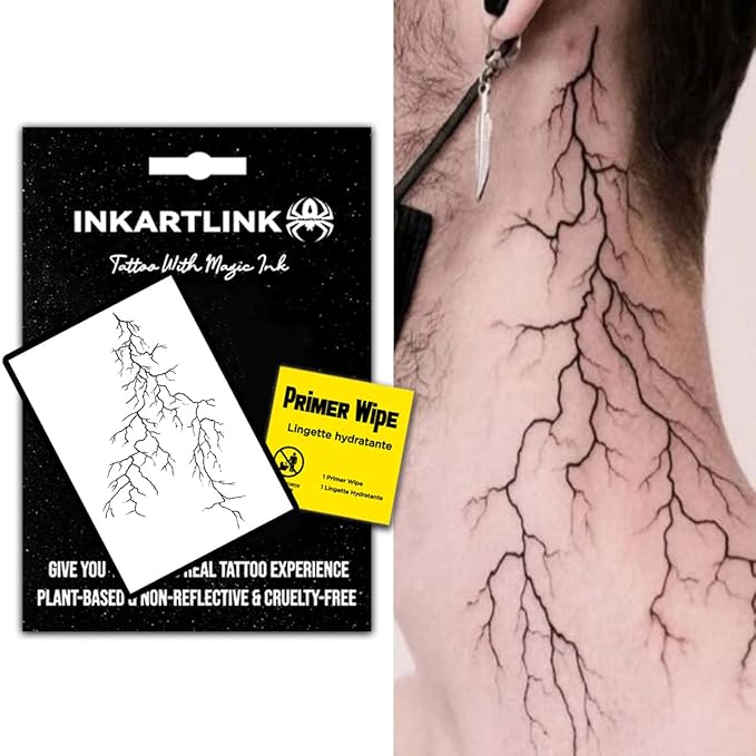 INKARTLINK Semi Permanent Tattoos,Halloween temporary tattoo, party tattoos, realistic, waterproof, cruelty-free, non-reflective (Context)